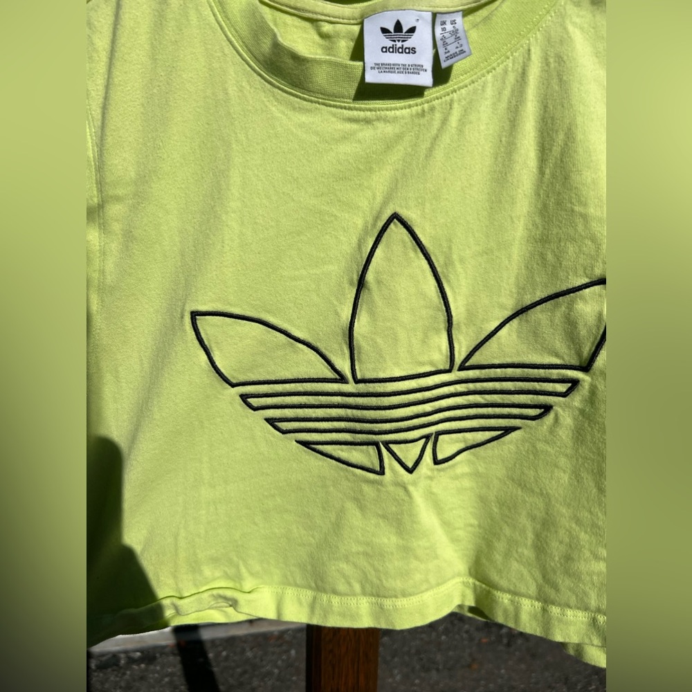 Neon yellow adidas crop top